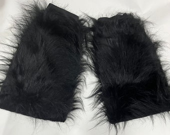 Black Orange Fluffy Legwarmer Boot cover Leg warmer Dance Party Ruffled adult costume set women girls Rave Halloween
