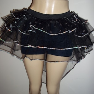 Black Star Peacock Bustle Burlesque Tutu Skirt Dance Rave Halloween Fancy