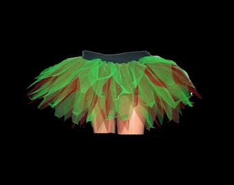 Red Green 7 Layers Pointed Ruffle Puffy Tulle Tutu Skirt Dance Party Christmas Night