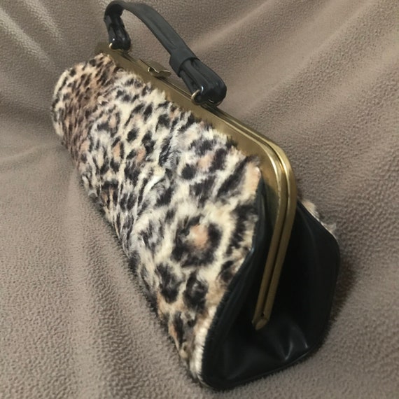 Vintage 50s Leopard Faux Fur Hand Bag