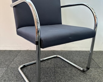 Midcentury Brno Chair by Mies van der Rohe: Navy Blue & Chrome