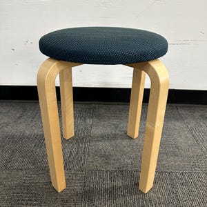 Pair of Artek Aalto Stools 60 (Blue/Maple)