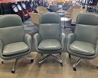 Sunar Hauserman Blue Leatherette Conference Chair Pair