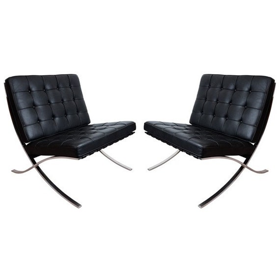 Items similar to Pair of Knoll Barcelona Lounge Chairs in Velluto Pelle
