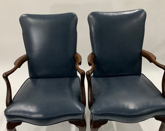 Slate Leatherette High-Back Armchairs (A Pair)