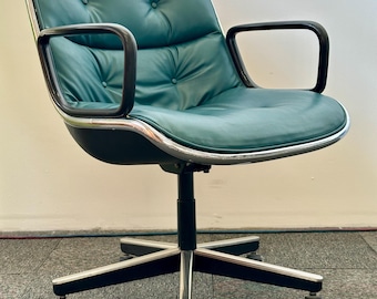Vintage Knoll Pollock Executive Chair, 5 Star Base (Turquoise/Chrome)
