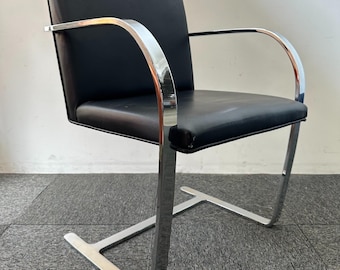 Mies van der Rohe Brno Chair: Mid-Century Black Leather & Chrome