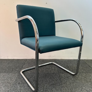 Classic Midcentury Brno Tubular Chairs by Mies van der Rohe for Gordon International (Blue/Chrome)