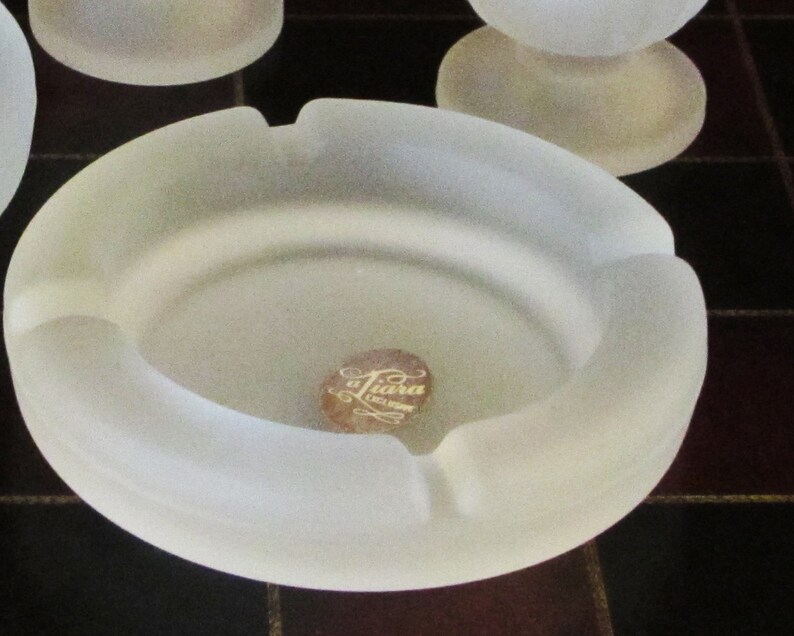 Frosted Crystal Lighter Urn Holder Ashtray by Tiara Exclusives Tobacciana