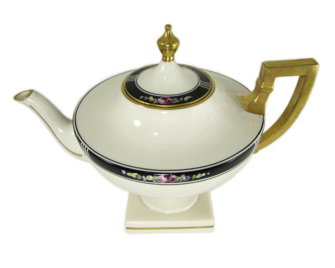 Art Nouveau Teapot Lenox Belleek Porcelain Pedestal 19061924 Etsy
