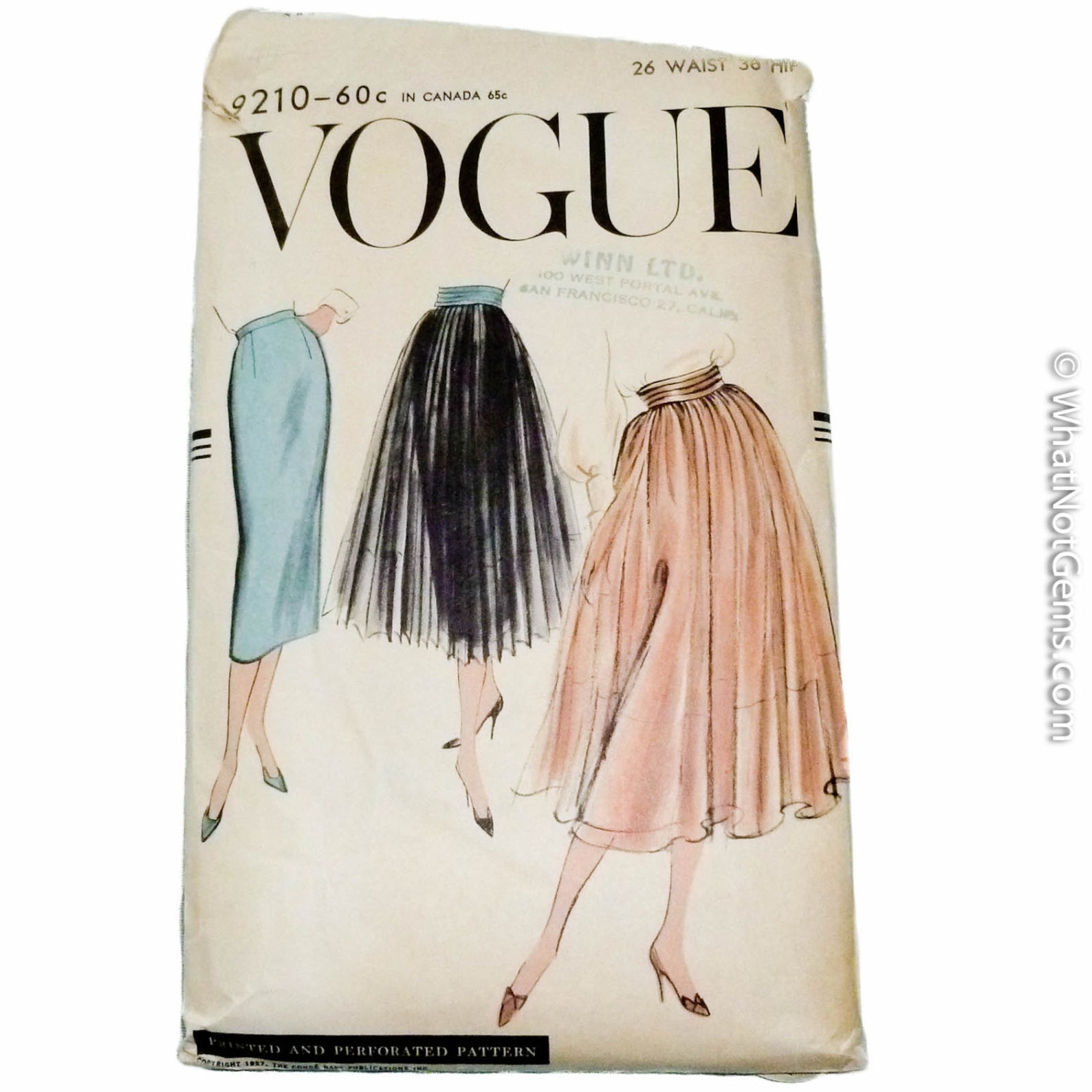 Vogue 1950's Pattern 9210 Skirt with Detachable Overskirt | Etsy
