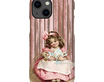 Girl With Doll, Phone Case, iPhone, Samsung, Tough Case Or Snap Case, Frances Brundage, Pink