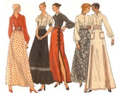 Boho Maxi Schlitz Rock und Bluse Vogue 8286 Misses Schnittmuster ungeschnitten ca. 1970 Größe 8 Büste 31,5