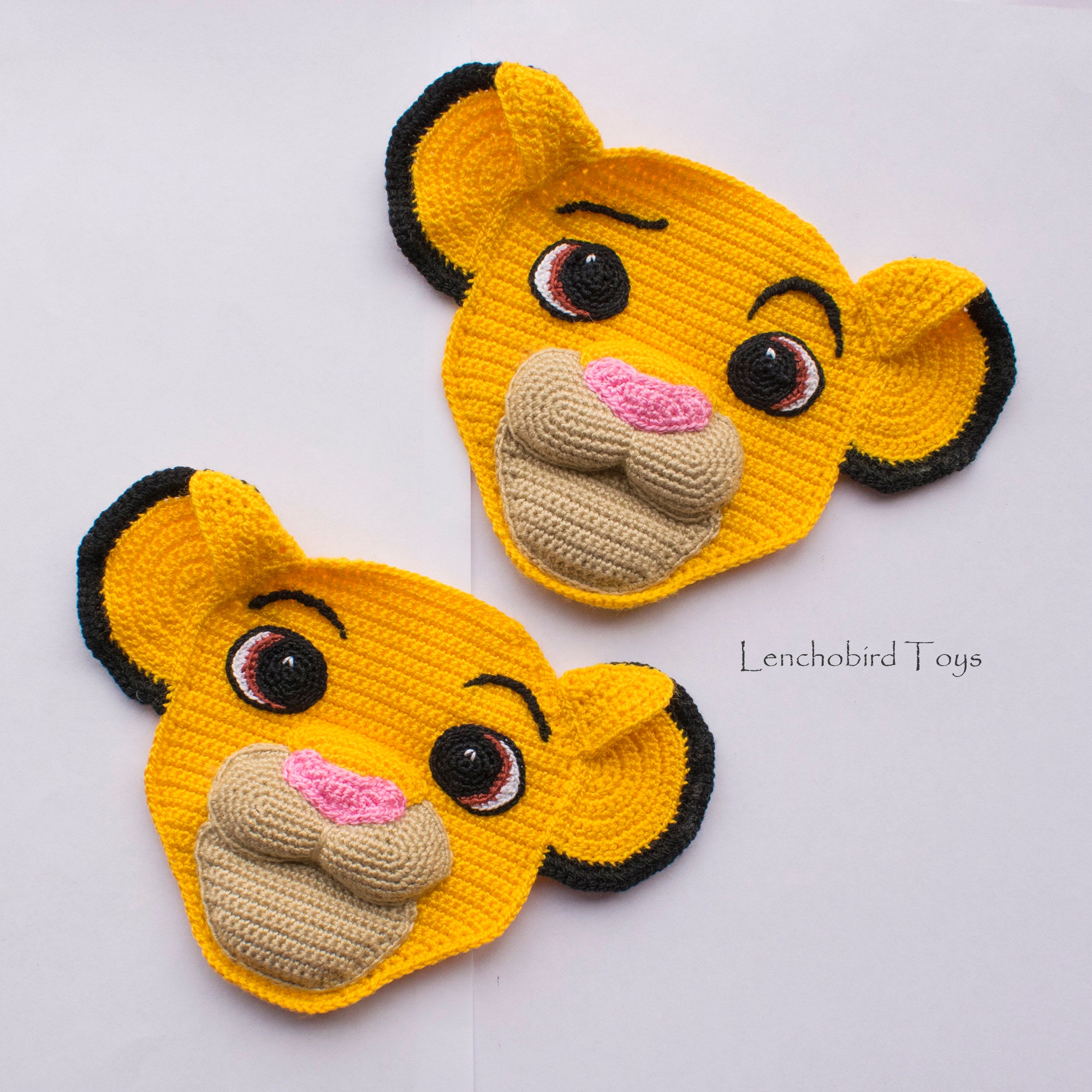 046 Crochet applique pattern. Cute Simba Lion King face. Etsy