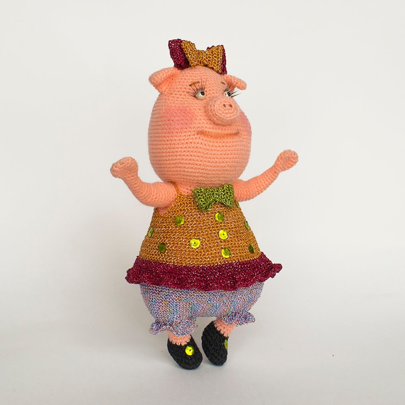 023 Amigurumi pig pattern Crochet pattern Crochet piggy Miss Gruntie Piglet art doll Amigurumi animal toy