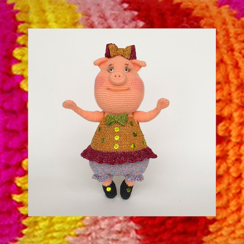 023 Amigurumi pig pattern Crochet pattern Crochet piggy Miss Gruntie Piglet art doll Amigurumi animal toy