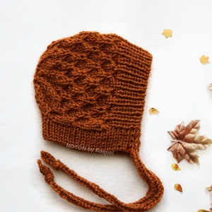 Terra Cotta Winter Baby Bonnet Knit, by NOTON by Raquel for KIDS image 1