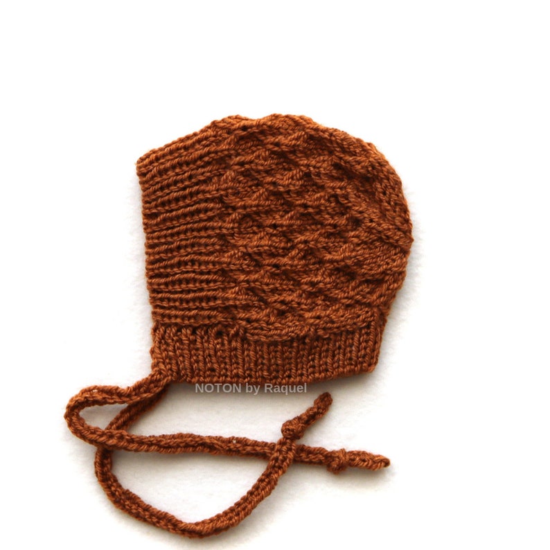 Terra Cotta Winter Baby Bonnet Knit, by NOTON by Raquel for KIDS - Etsy