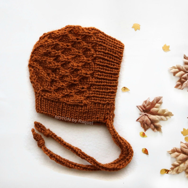 Terra Cotta Winter Baby Bonnet Knit, by NOTON by Raquel for KIDS image 1