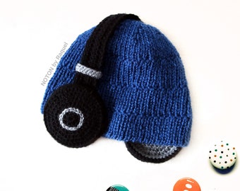 Boys Blue Headphones Winter Beanie, by NOTON by Raquel for KIDS