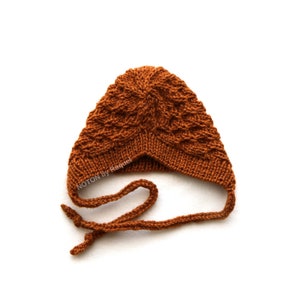 Terra Cotta Winter Baby Bonnet Knit, by NOTON by Raquel for KIDS image 4