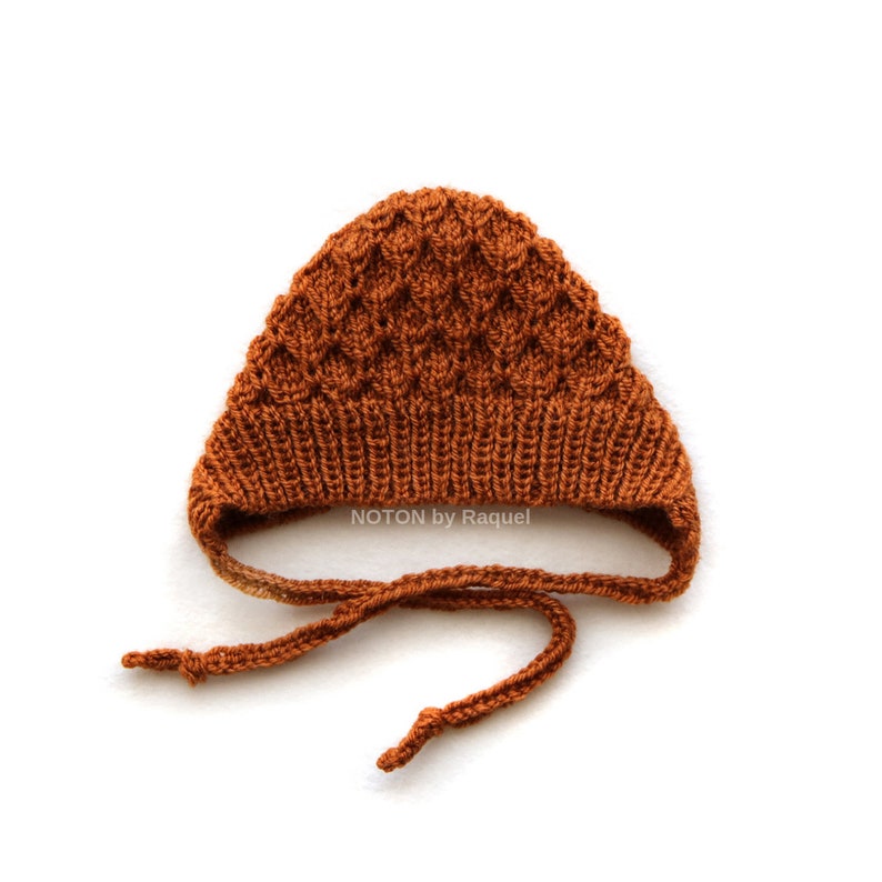 Terra Cotta Winter Baby Bonnet Knit, by NOTON by Raquel for KIDS image 3