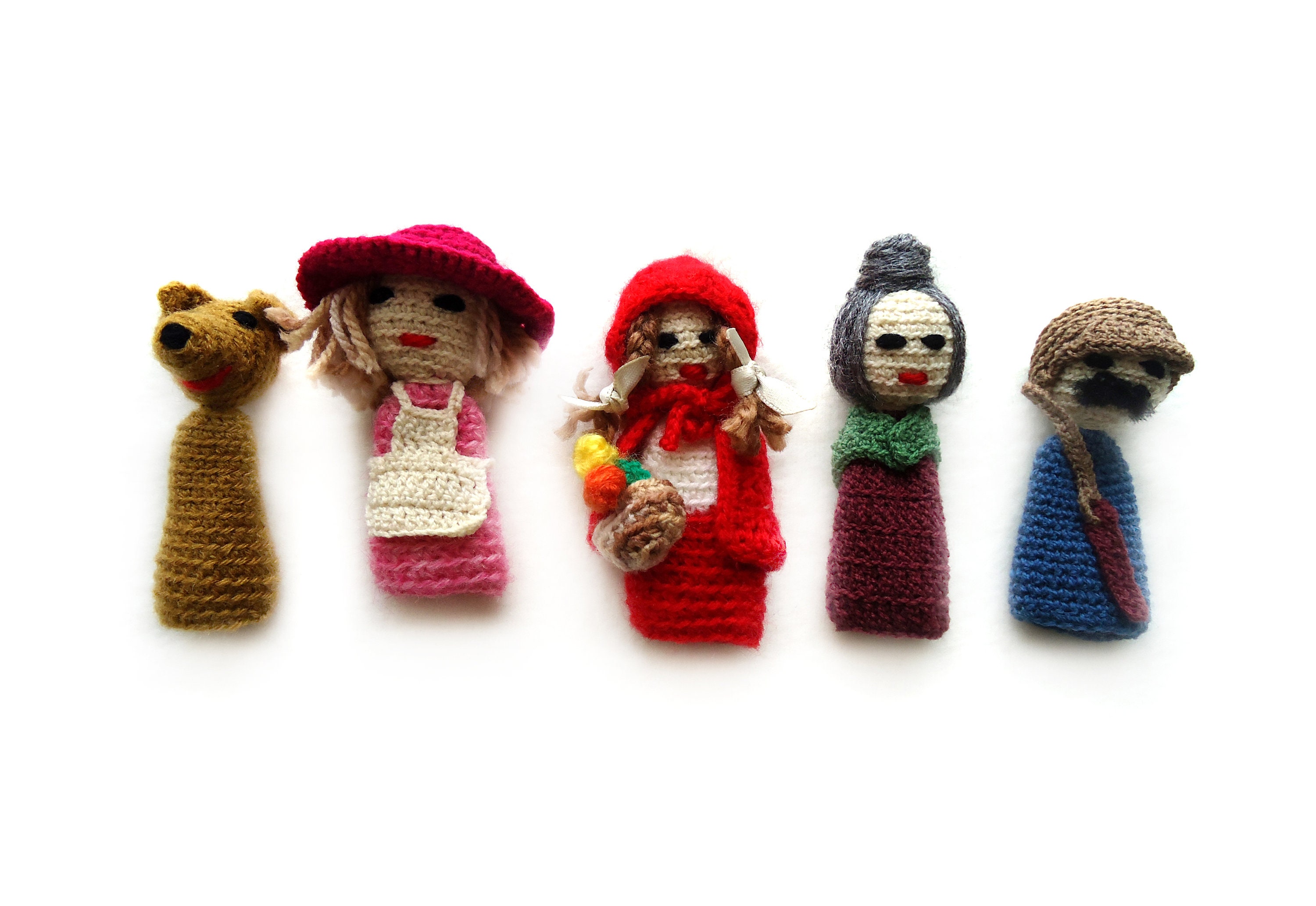 Red Cape Girl Amigurumi Finger Puppets NOTON by Raquel for Etsy Ireland