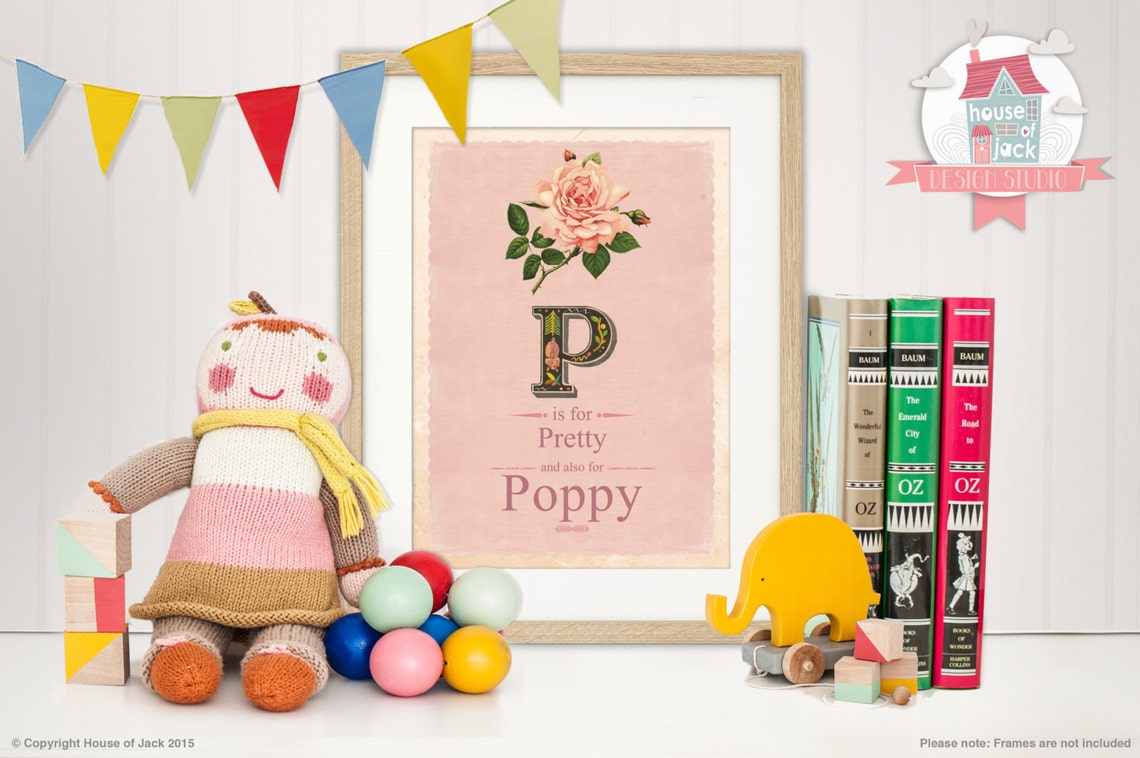 Personalised Art Print Vintage Flash Card Initial New Baby Etsy