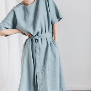 Ellen sea green dress - Loose linen dress - Oversized linen dress - Summer dress - Linen dress - Long linen dress