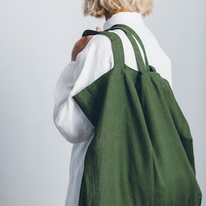 Linen tote bag/ big linen tote bag/ large market bag/ linen beach bag