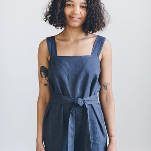 Naomi navy blue jumpsuit - Linen jumpsuit - Oversized jumpsuit - Linen romper - Women linen clothing - Linen overall - Wide leg jumpsuit