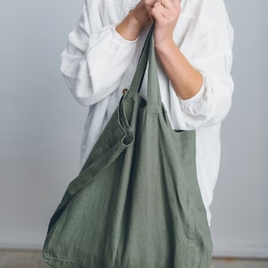 Linen tote bag/ big linen tote bag/ large market bag/ linen beach bag