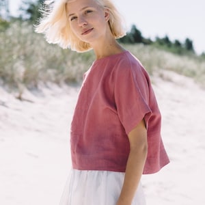 Mona watermelon top - Linen top - Oversized linen top - Linen blouse - Basic linen top