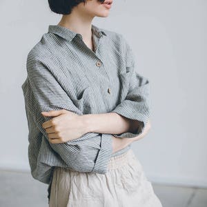 Ready to ship - Linen shirt - Drop shoulder shirt - Oversized linen shirt- Washed linen clothes - Linen blouse - Linen everyday shirt