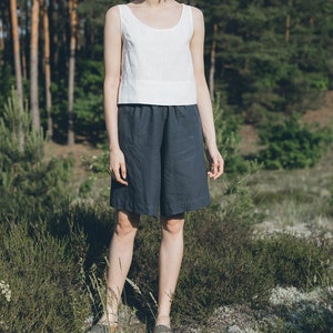 Hike graphite grey short - Linen shorts - High waisted linen shorts - Summer shorts - Minimal linen shorts