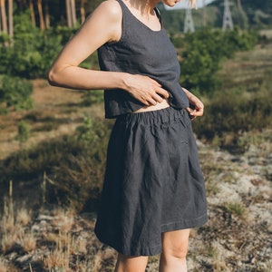 Breeze graphite grey skirt - Linen skirt - Minimal linen skirt - Midi linen skirt - Washed linen skirt