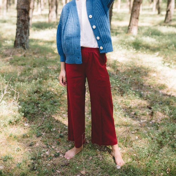 Ocean burgundy red trousers - Linen culottes - Wide linen pants - Culottes - Linen trousers - Linen wide leg pants - Summer linen pants