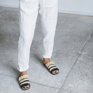 Nova milky white trousers - Tapered linen pants - Linen pants - Linen trousers