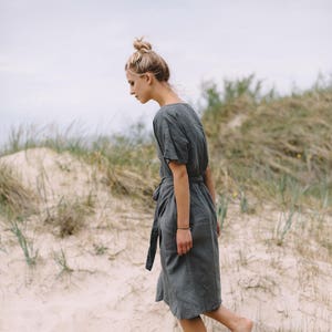 Mimosa platinum grey dress - Wrap linen dress - Maternity dress - Oversized linen dress - Summer dress - Linen dress - Maxi linen dress