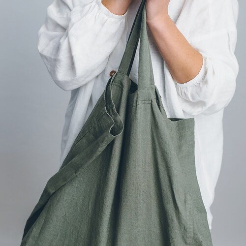 Linen Tote Bag/ Big Linen Tote Bag/ Large Market Bag/ Linen Etsy
