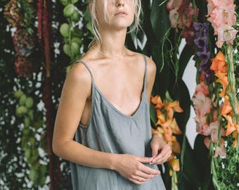 Africa platinum grey dress - Maxi linen dress - Linen dress - Summer dress - Minimal linen dress - Linen women clothes - Simple dress