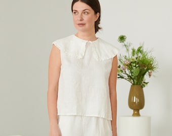 Ready to ship - Martha milky white blouse - White linen top - Linen top - Linen blouse - Basic linen top