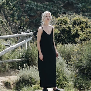 Africa black dress - Linen dress - Long dress with straps - Summer dress - Washed linen clothes - Soft linen dress - Minimal linen dress