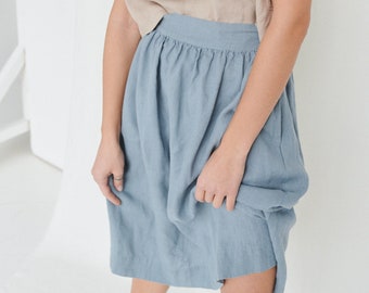 Laura sea green skirt - Midi linen skirt - Linen skirt - A line linen skirt - Summer linen skirt