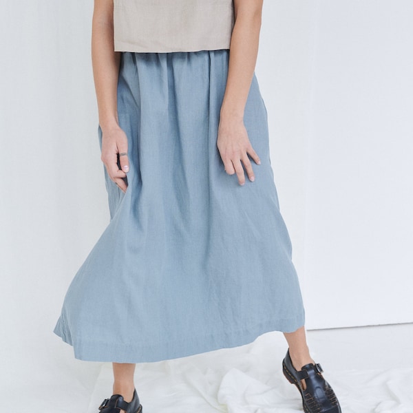 Lina sea green skirt -Maxi linen skirt - Linen skirt - A line linen skirt - Long linen skirt