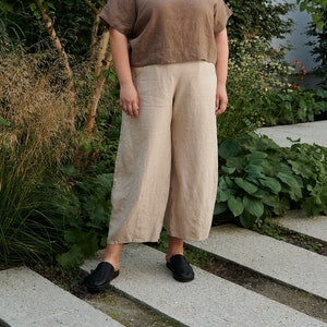 Frankie beige trousers - Barrel trousers - Linen trousers - Loose linen pants - Linen pants