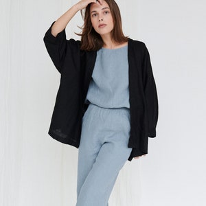 Juta black jacket - Linen jacket - Linen caot - Cocoon coat - Casual linen jacket