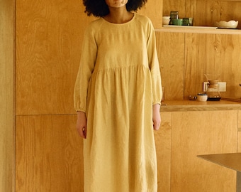 Margo butter linen dress - Linen dress - Oversized dress - Fall linen dress - Long linen dress - Maxi dress - Maternity dress -Loose dress
