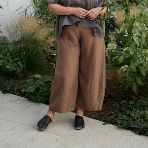 Frankie cacao trousers - Barrel trousers - Linen trousers - Loose linen pants - Linen pants
