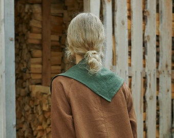 Green linen wool bandana - Linen bandana - Wool bandana - Linen scarf